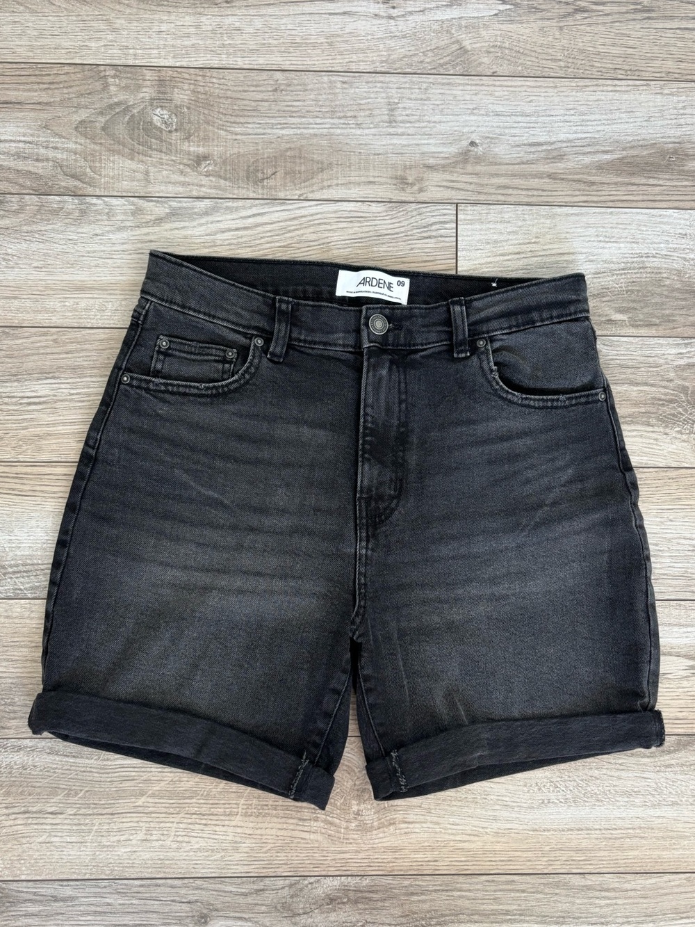 Ardene Black High-Rise Rolled Hem Denim Shorts